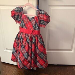Janie & Jack Red Plaid Puff Sleeve Holiday Dress